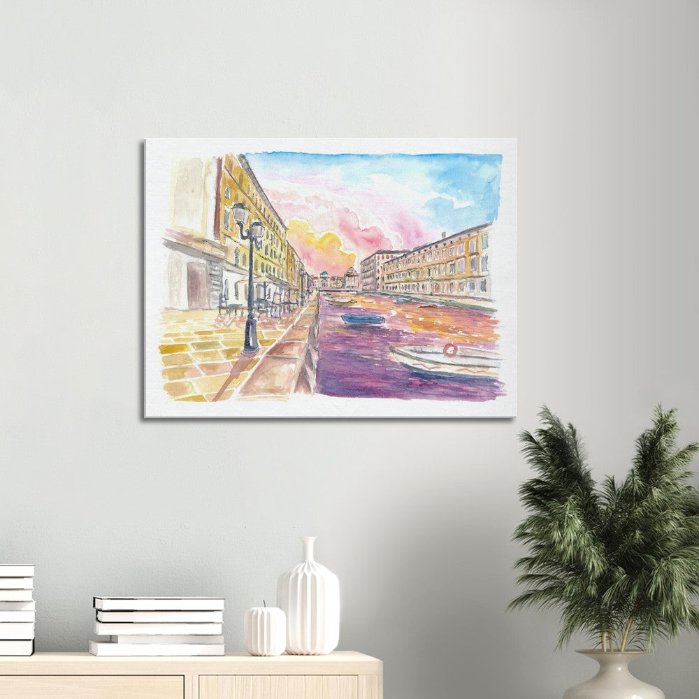 Canal Grande in Trieste Italy at Sunset - Limited Edition Fine Art Print - Original Painting available