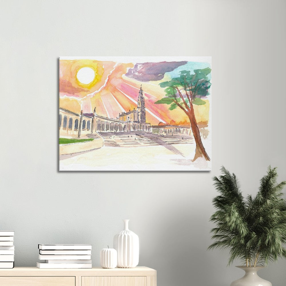 Sunset over Sanctuary of Our Lady of the Rosary of Fátima - Limited Edition Fine Art Print - Original Painting available