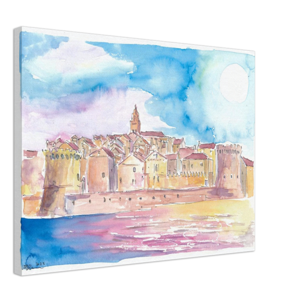 Korcula View Croatian Island in the Adriatic Sea - Limited Edition Fine Art Print - Original Painting available