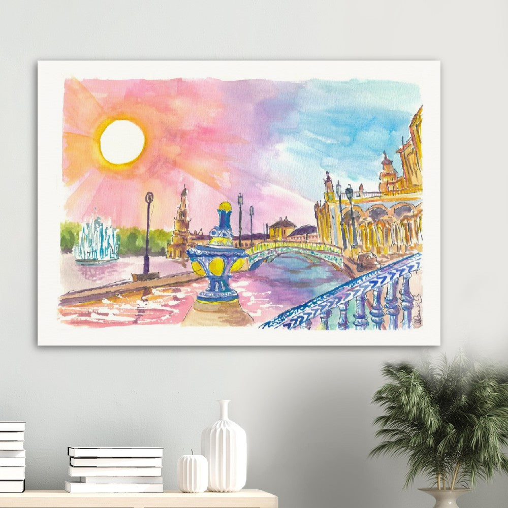 Seville Spain Unforgettable Moments at Plaza de Espana - Limited Edition Fine Art Print - Original Painting available