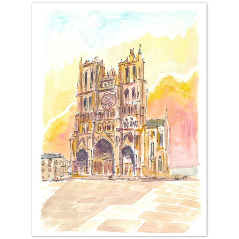 Impressive Cathedral Basilica of Our Lady of Amiens - Limited Edition Fine Art Print - Original Painting available