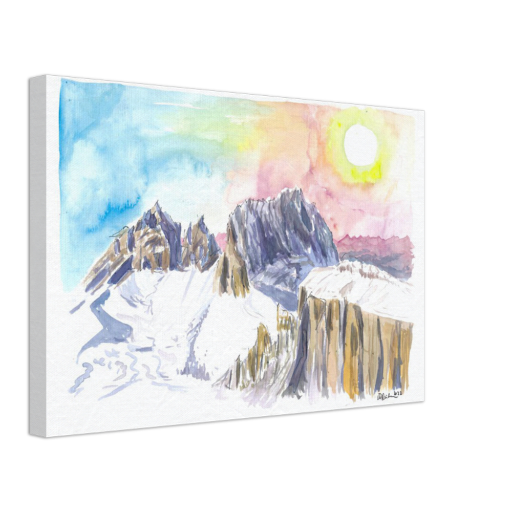 Dolomites Mountain Ridge with Winter Snow and Langkofel Sassolungo in South Tyrol, Italy - Limited Edition Fine Art Print
