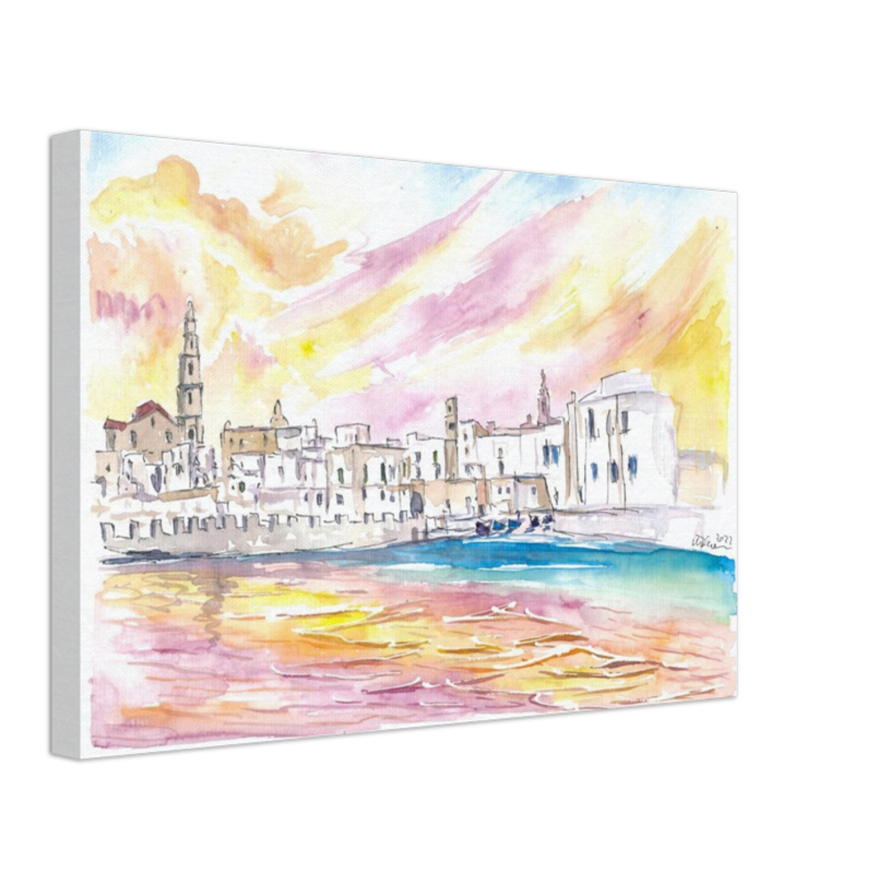 View of Monopoli Italy with Old Port in Spectacular Sunlight - Limited Edition Fine Art Print -