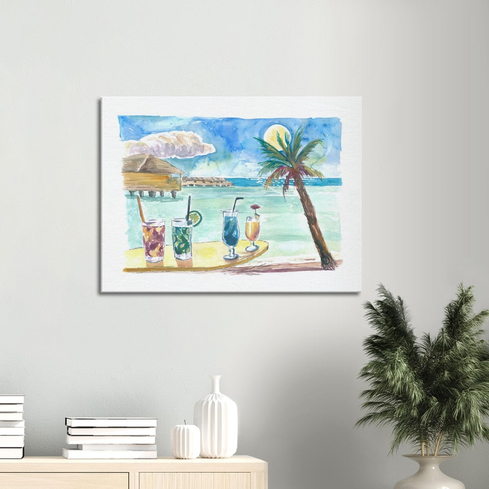 Tropical Sea with Pacific Cocktails At Marquesas Archiepelago - Limited Edition Fine Art Print - Original Painting available