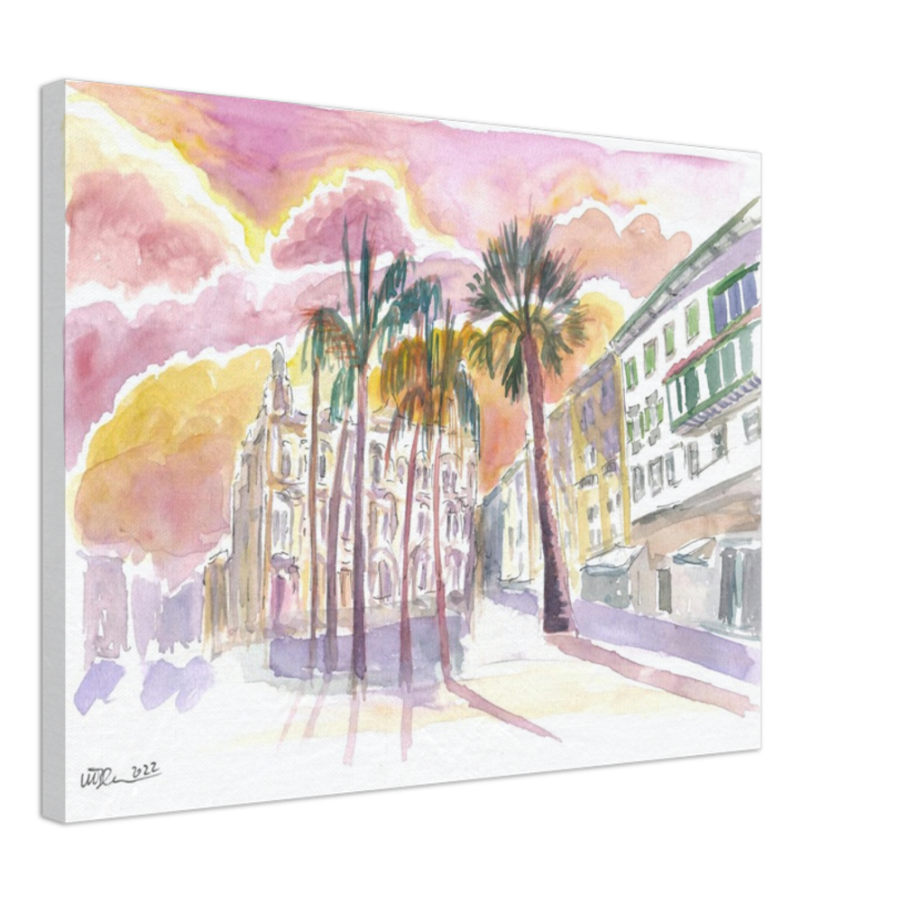 Las Palmas Gran Canary San Francisco Square with Literary Cabinet - Limited Edition Fine Art Print - Original Painting available