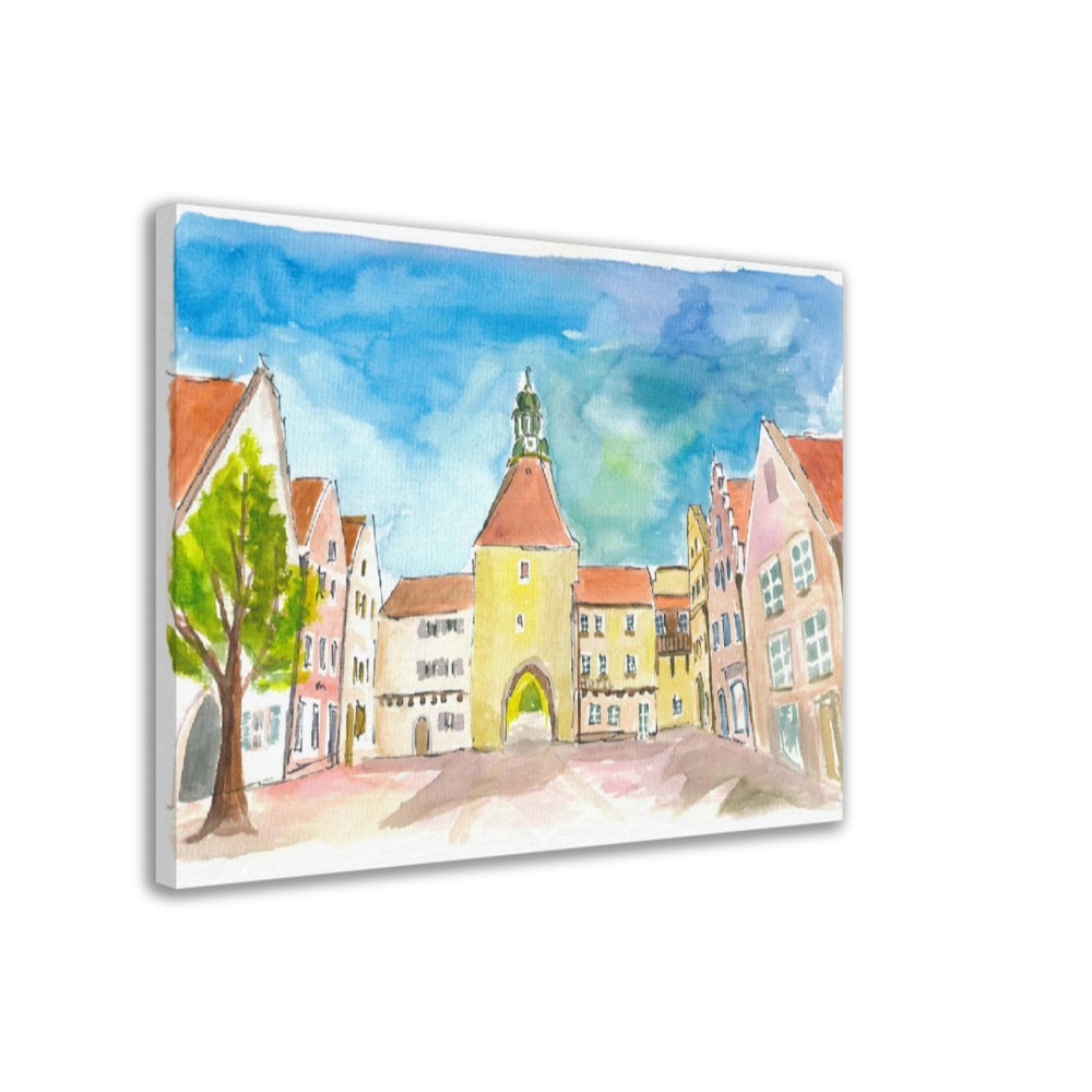 Weiden Bavaria Lower Market Square with Gate and Medieval Houses - Limited Edition Fine Art Print - Original Painting available