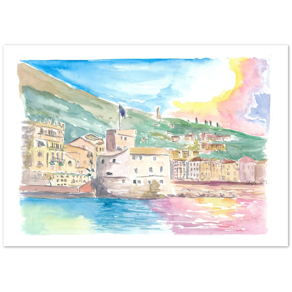 Rapallo Sea Front with Harbour Castle and Sun Reflections