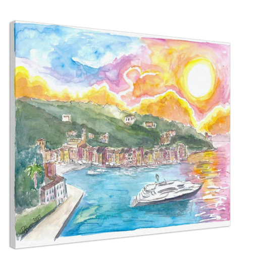 Portofino Italian Dreams with Luxury Yacht and Waterfront - Limited Edition Fine Art Print