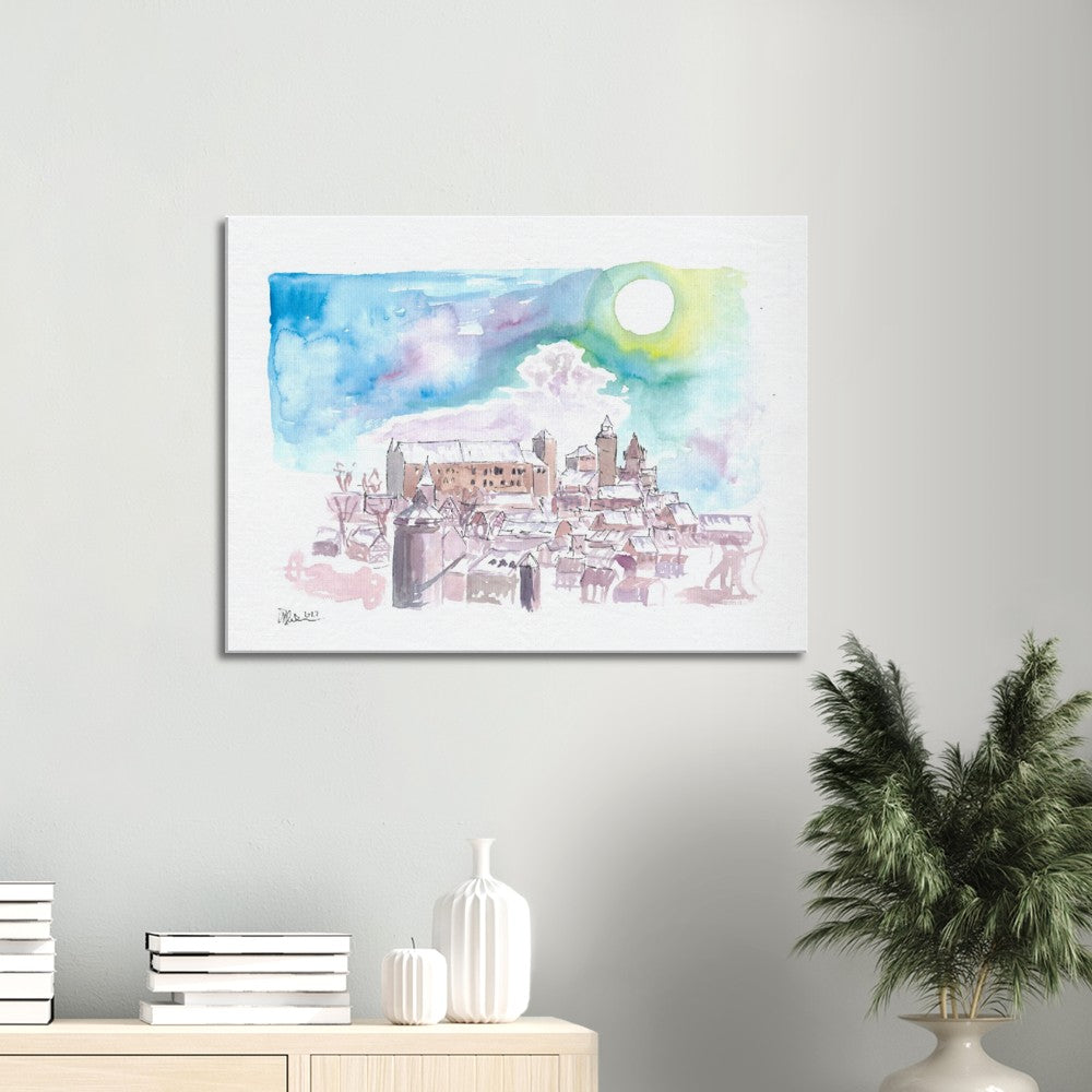 Nuremberg Germany View of Old Town with Castle in Winter - Limited Edition Fine Art Print - Original Painting available