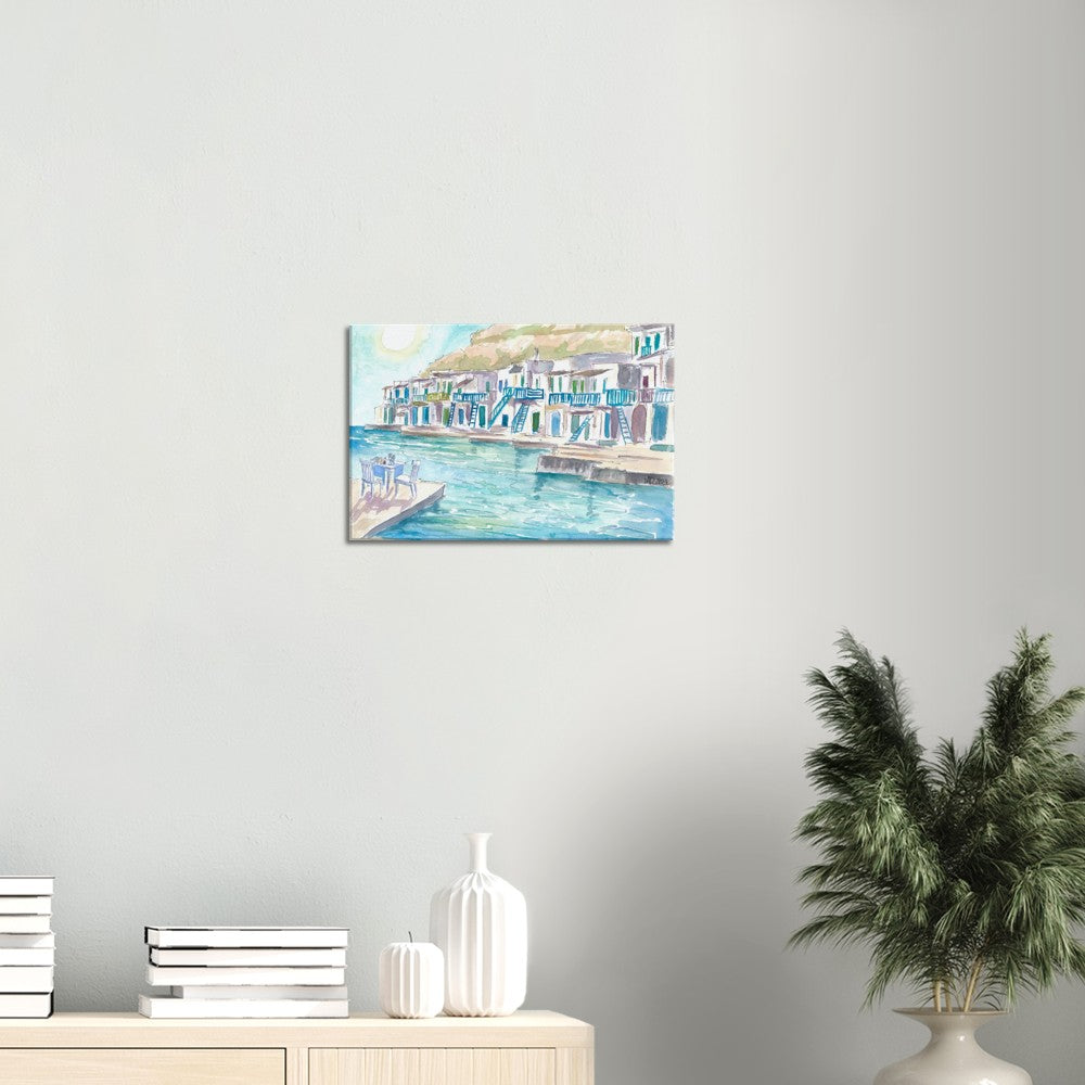 Milos Greece Aegean Island Dreams with Harbour Scene - Limited Edition Fine Art Print - Original Painting available