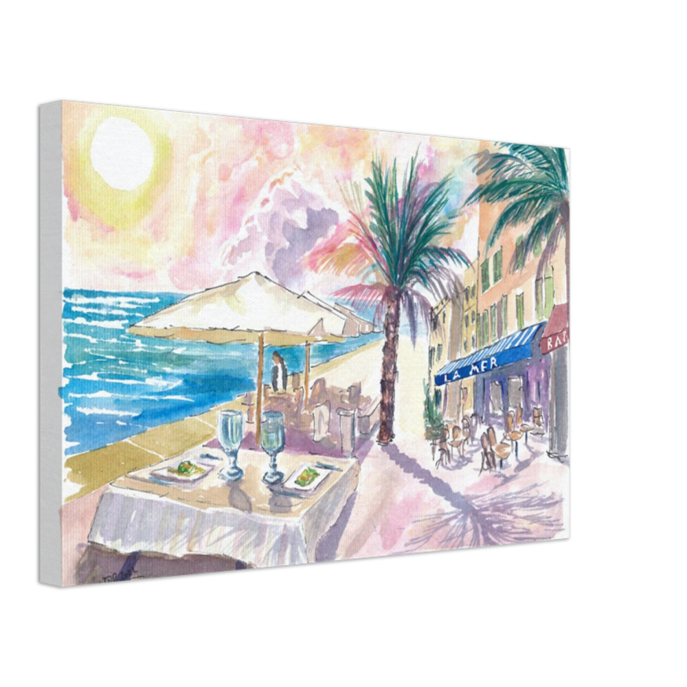 Mediterranean Seaview during Romantic Afternoon at Bar La Mer - Limited Edition Fine Art Print - Original Painting available