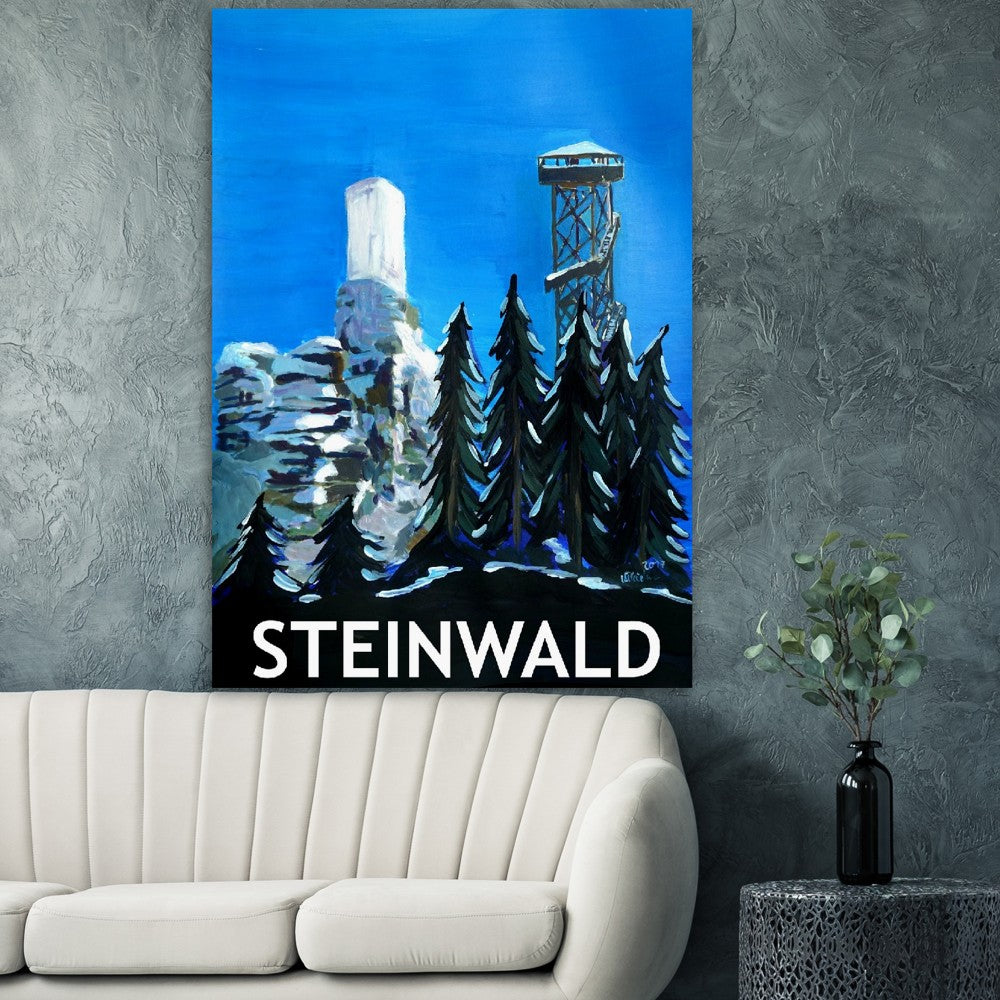 Steinwald Retro Poster - Stonewood Upper Palatinate Tower with Weissenstein Castle Ruins - Retro Poster Fine Art Print