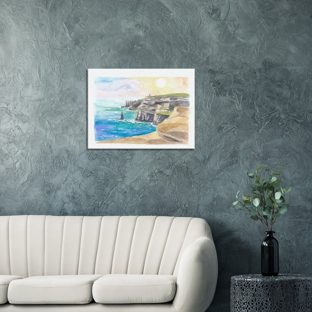 Coastline of Cliffs of Moher in Ireland with Atlantic Ocean - Limited Edition Fine Art Print - Original Painting available