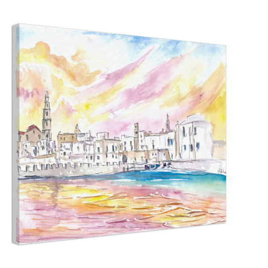 View of Monopoli Italy with Old Port in Spectacular Sunlight - Limited Edition Fine Art Print -