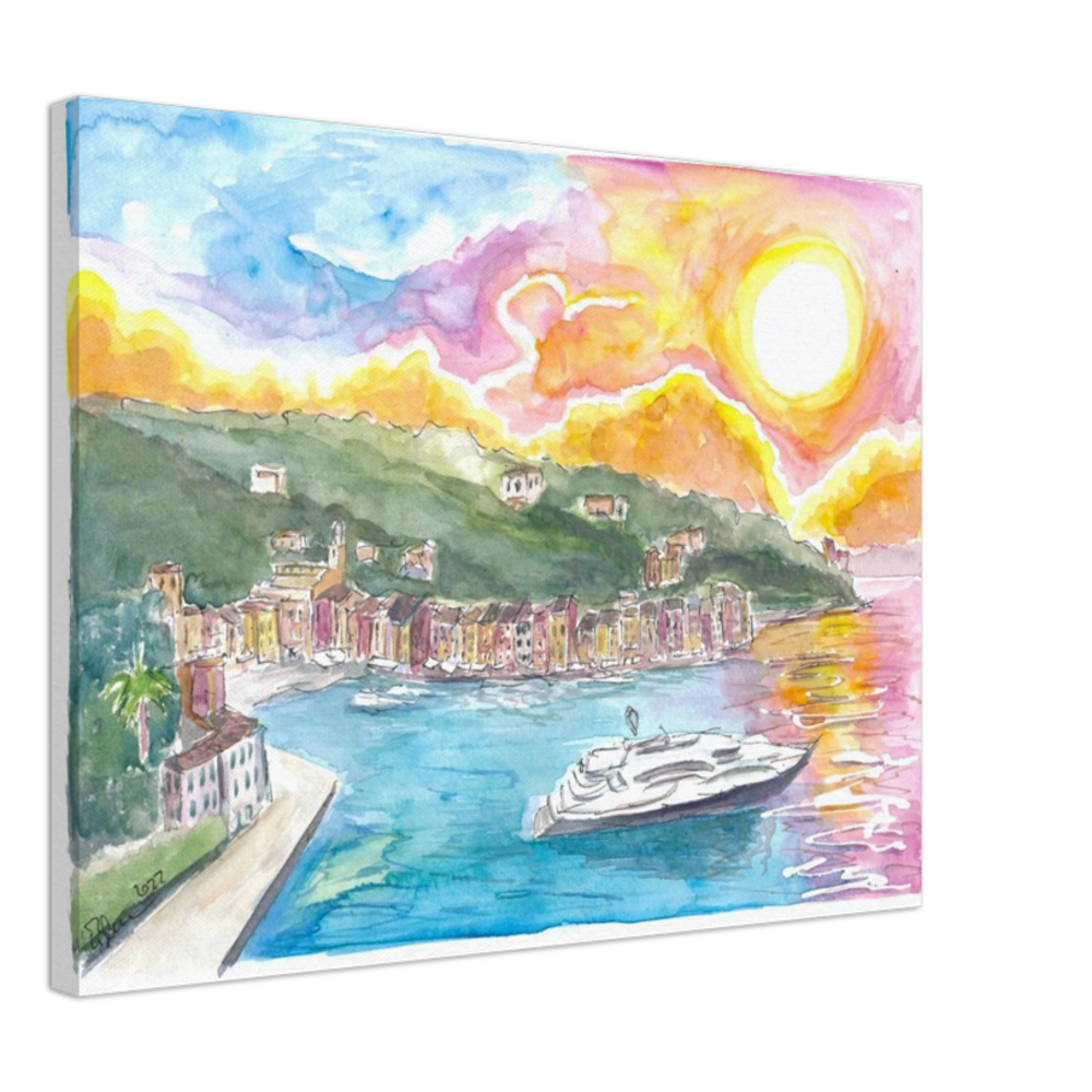 Portofino Italian Dreams with Luxury Yacht and Waterfront - Limited Edition Fine Art Print