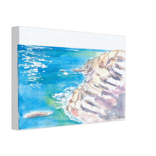 Capo Vaticano Cliffs with Blue Mediterranean Sea - Limited Edition Fine Art Print - Original Painting available