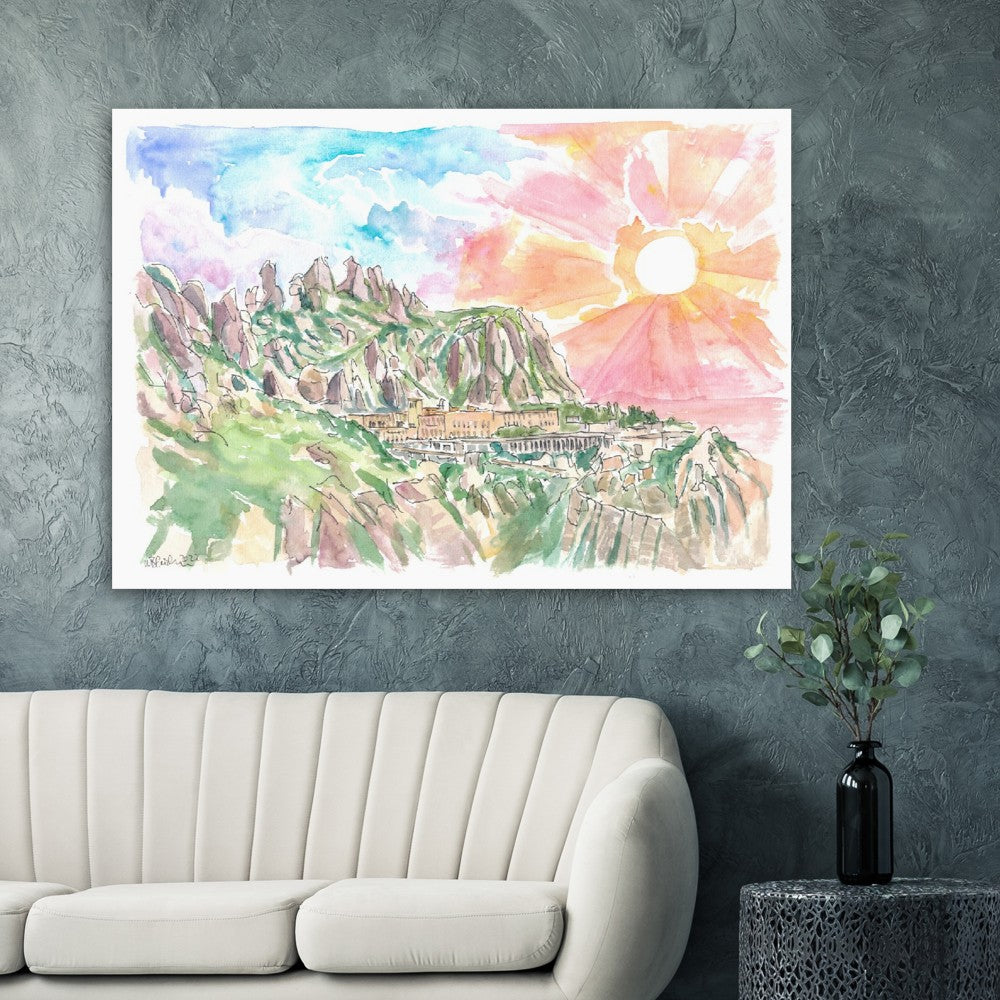 Holy Mountain of Montserrat Spain - Limited Edition Fine Art Print - Original Painting available