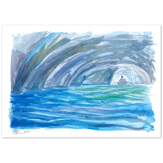 Grotta Azzurra - A Blue Grotto Capri Boat Excursion - Limited Edition Fine Art Print - Original Painting available