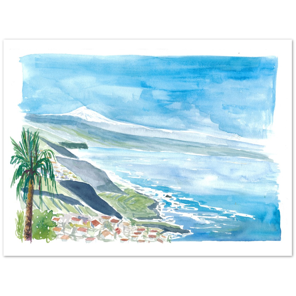 View of Snow Covered Teide in Tenerife Canary Islands  - Limited Edition Fine Art Print - Original Painting available
