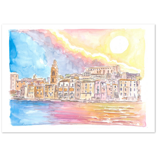 Gaeta Lazio Italy View from Mediterranean Sea - Limited Edition Fine Art Print - Original Painting available