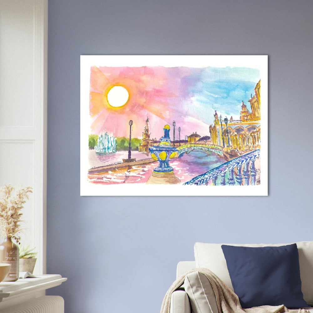 Seville Spain Unforgettable Moments at Plaza de Espana - Limited Edition Fine Art Print - Original Painting available