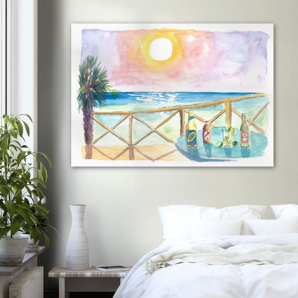 Caribbean Drinks at the West Indies Beach - Limited Edition Fine Art Print - Original Painting available