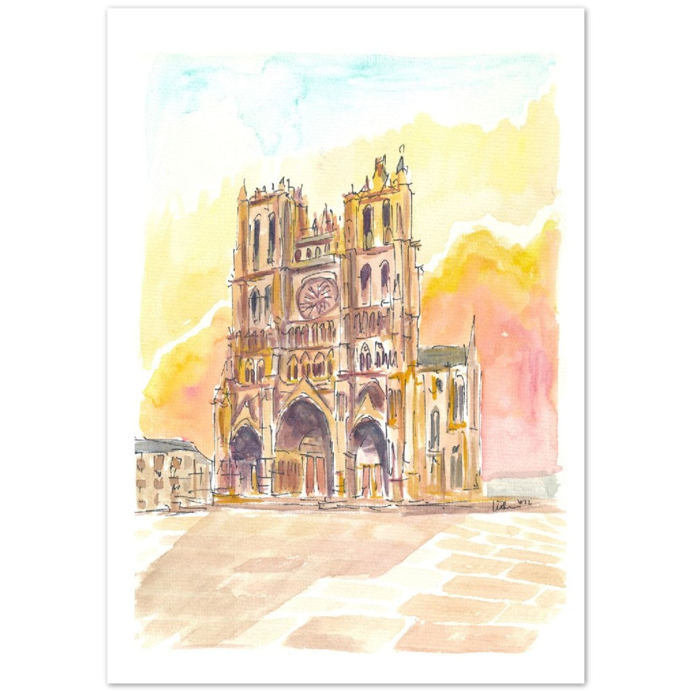 Impressive Cathedral Basilica of Our Lady of Amiens - Limited Edition Fine Art Print - Original Painting available