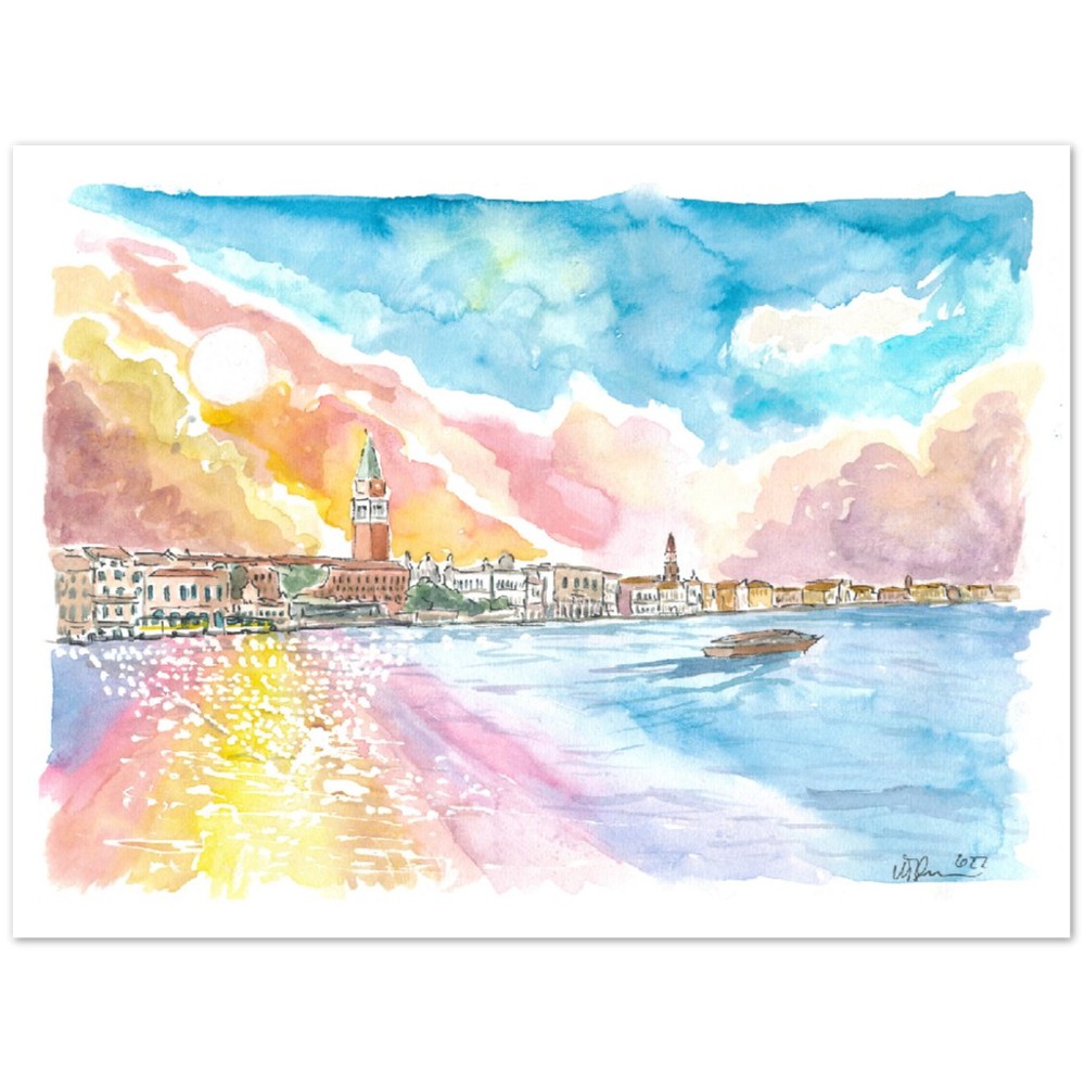 Serene Venice View San Marco and San Francesco della Vigna - Limited Edition Fine Art Print - Original Painting available