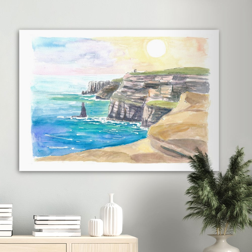 Coastline of Cliffs of Moher in Ireland with Atlantic Ocean - Limited Edition Fine Art Print - Original Painting available