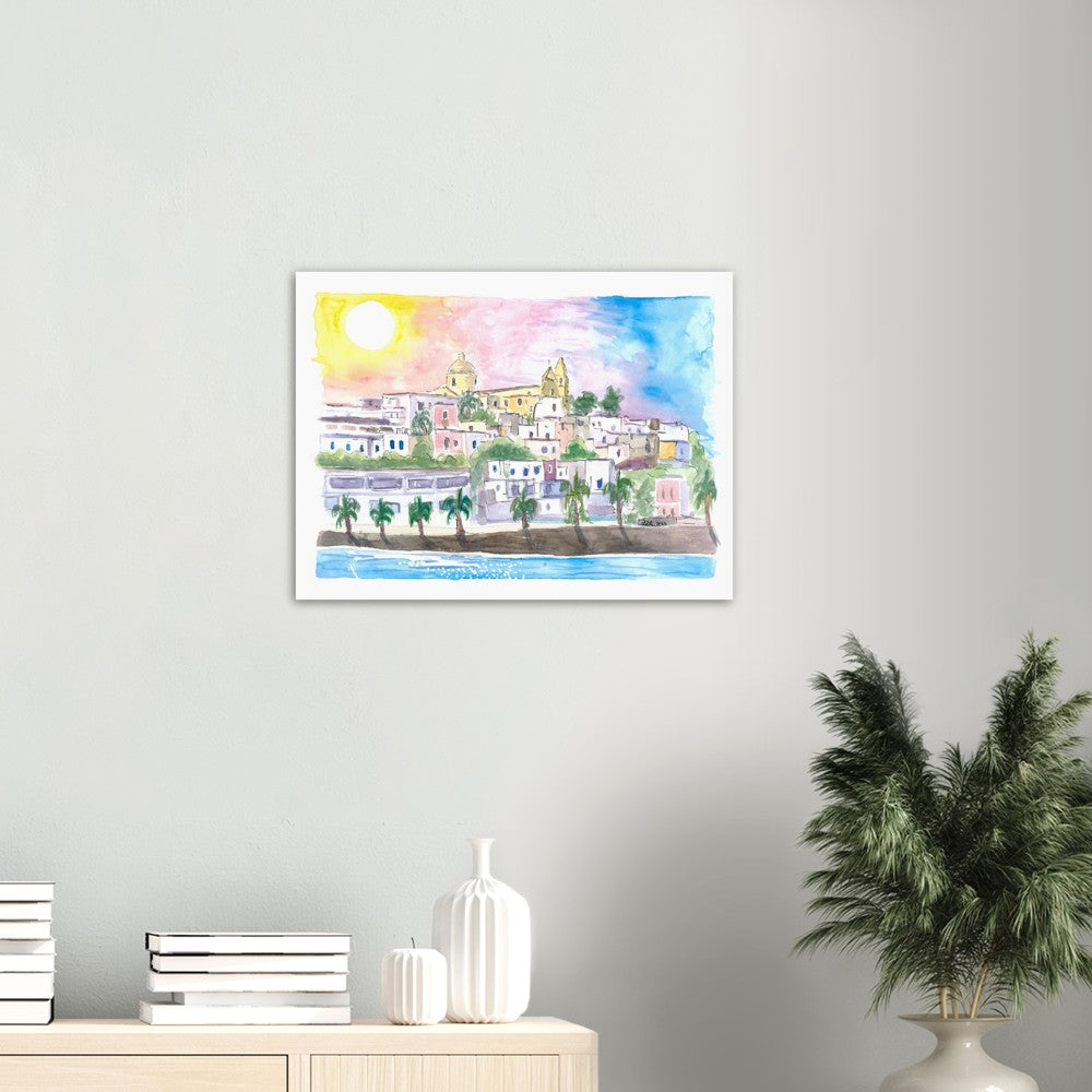 Sunlight over Stromboli Aeolian Islands Italy - Limited Edition Fine Art Print - Original Painting available