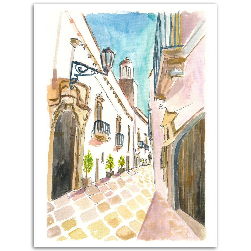 Locorotondo small Italian Country Town Street Scene - Limited Edition Fine Art Print - Original Painting available