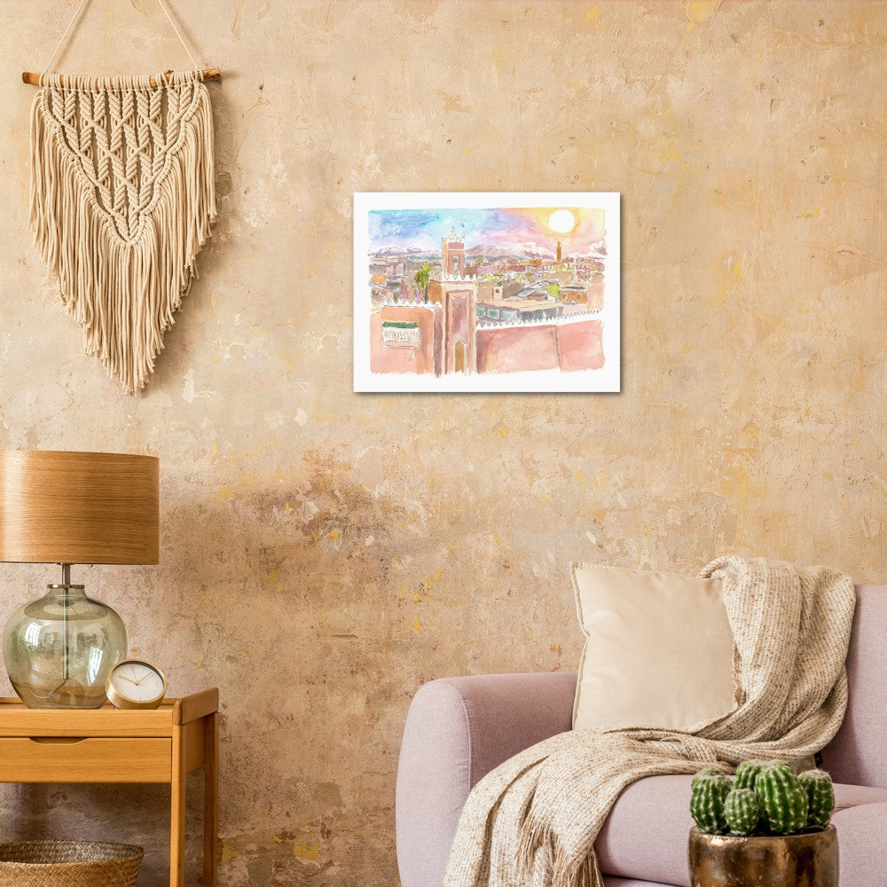 Marrakech View of Walls and Rooftops in Afternoon Sun - Limited Edition Fine Art Print - Original Painting available