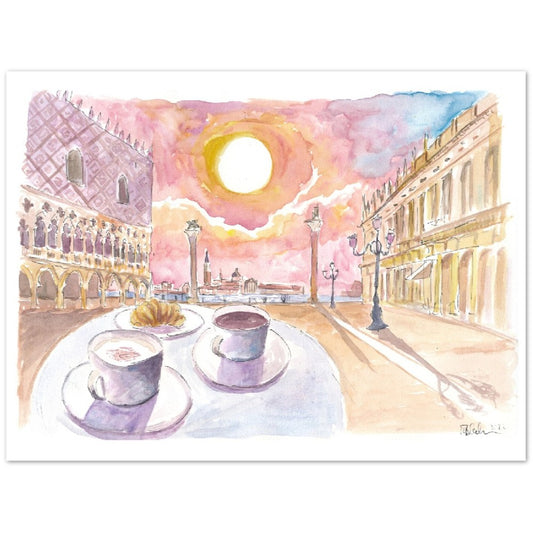 Saint Mark's Square with Coffee and Brioche - Limited Edition Fine Art Print - Original Painting available