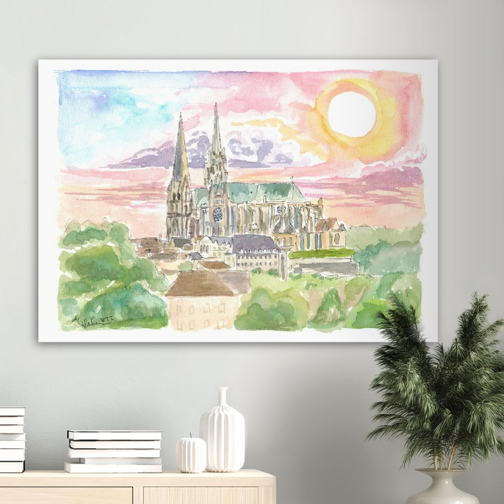 Amazing Gothic Cathedral of Our Lady of Chartres - Limited Edition Fine Art Print - Original Painting available