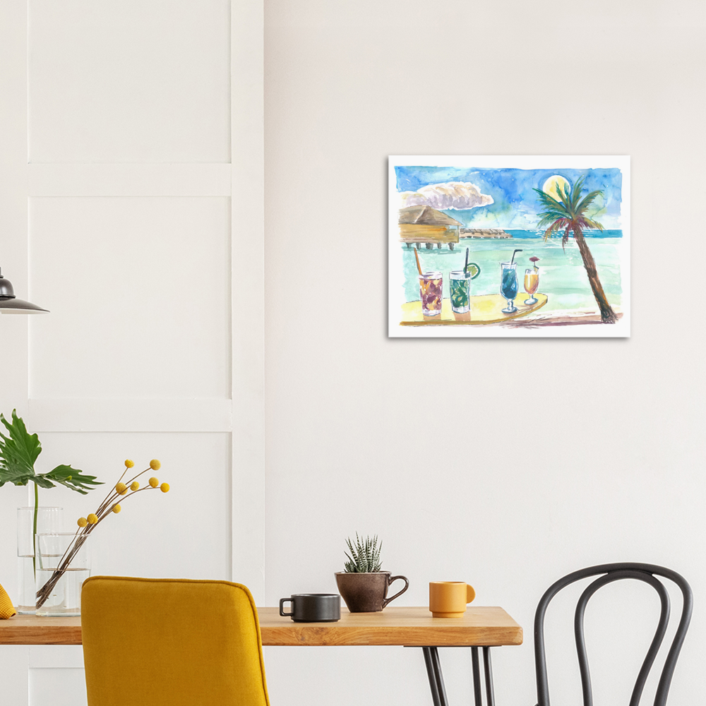 Tropical Sea with Pacific Cocktails At Marquesas Archiepelago - Limited Edition Fine Art Print - Original Painting available