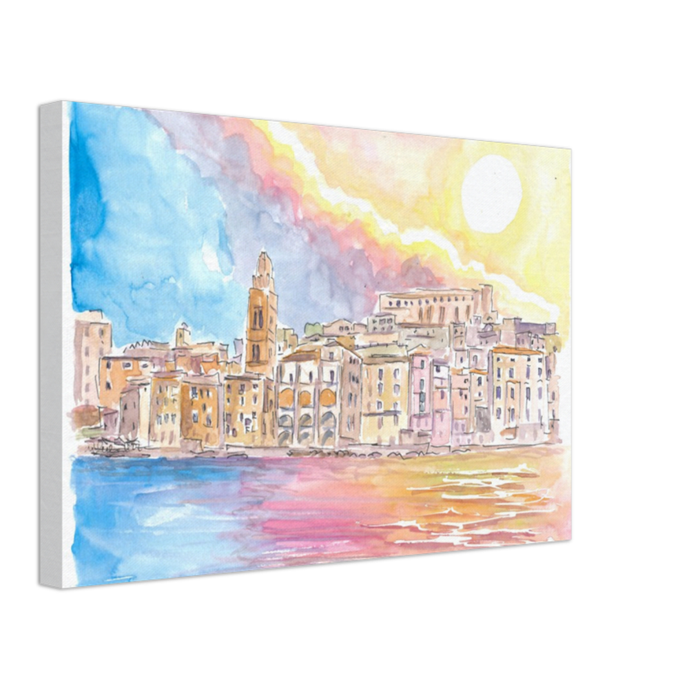 Gaeta Lazio Italy View from Mediterranean Sea - Limited Edition Fine Art Print - Original Painting available