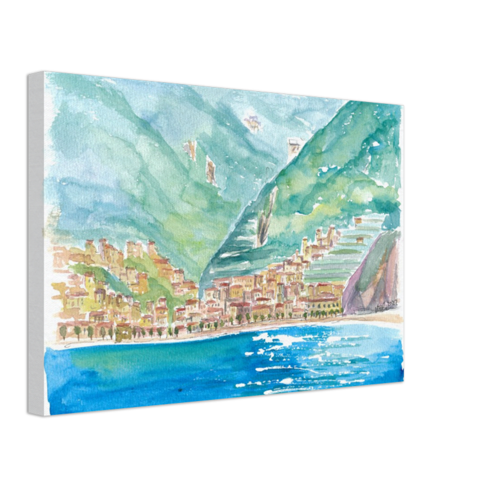 Minori on Amalfi Coast View from Mediterranean Sea - Limited Edition Fine Art Print - Original Painting available