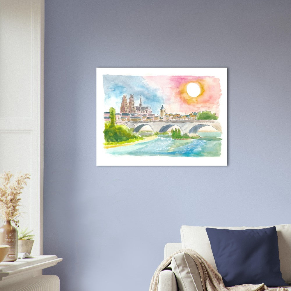 Orleans France view of cathedral and Loire river - Limited Edition Fine Art Print - Original Painting available